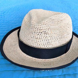 Hand Made in Miami Toquilla Straw Fedora Hat with black band